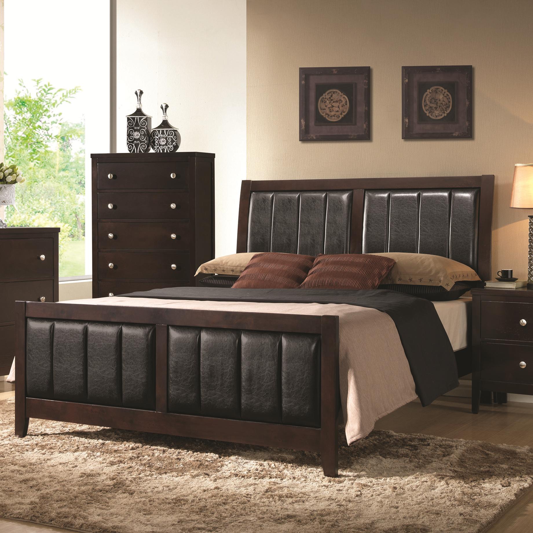 Coaster 202091q Carlton Padded Letherette Wood Bed Available In Queen And King Sizes Curley S Furniture Store Des Moines Iowa