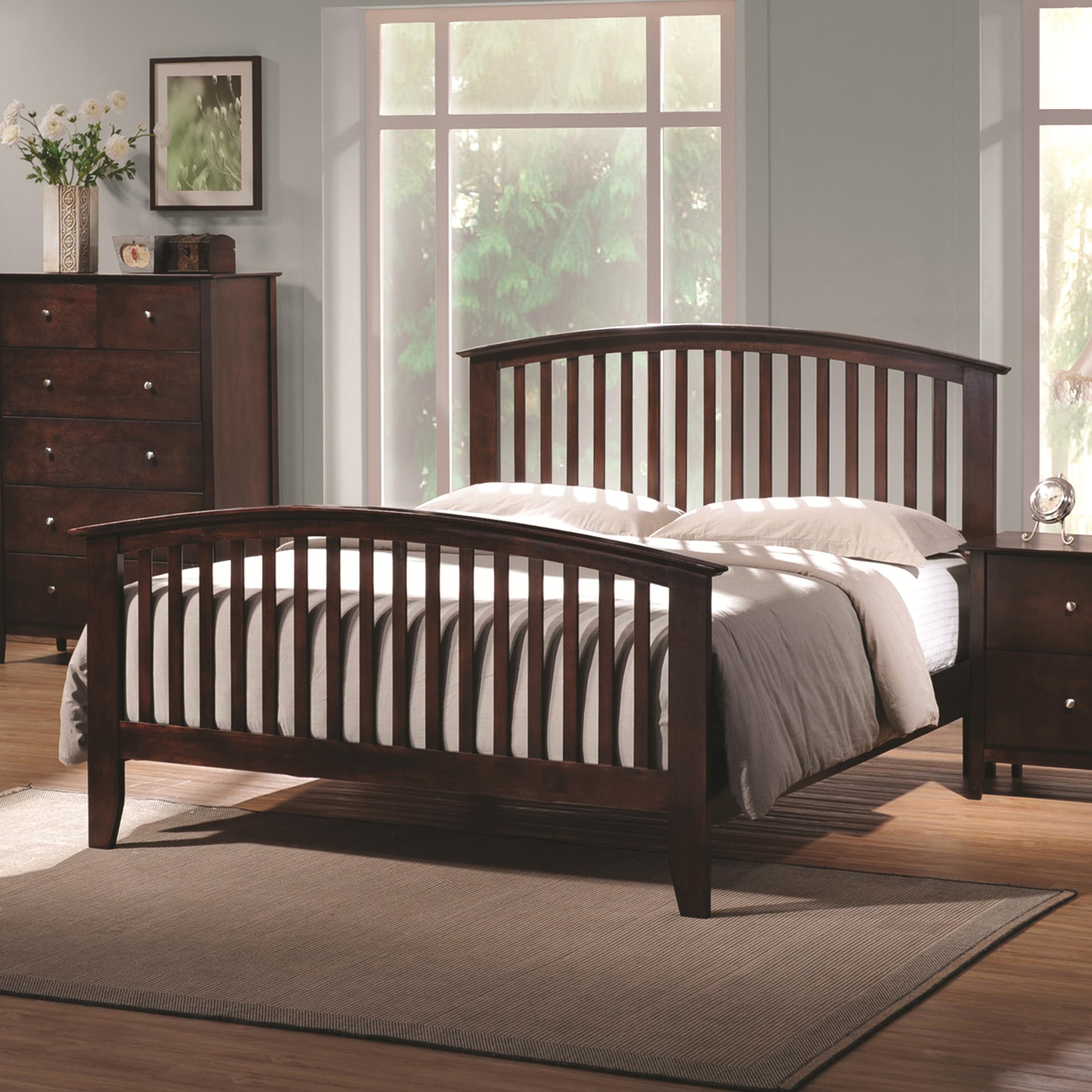 Coaster 202081q Tia Cappuccino Slatted, King Size Bed Frame With Headboard And Footboard
