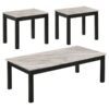 Bates #723615 3-piece Faux Marble Top Coffee Table Set White
