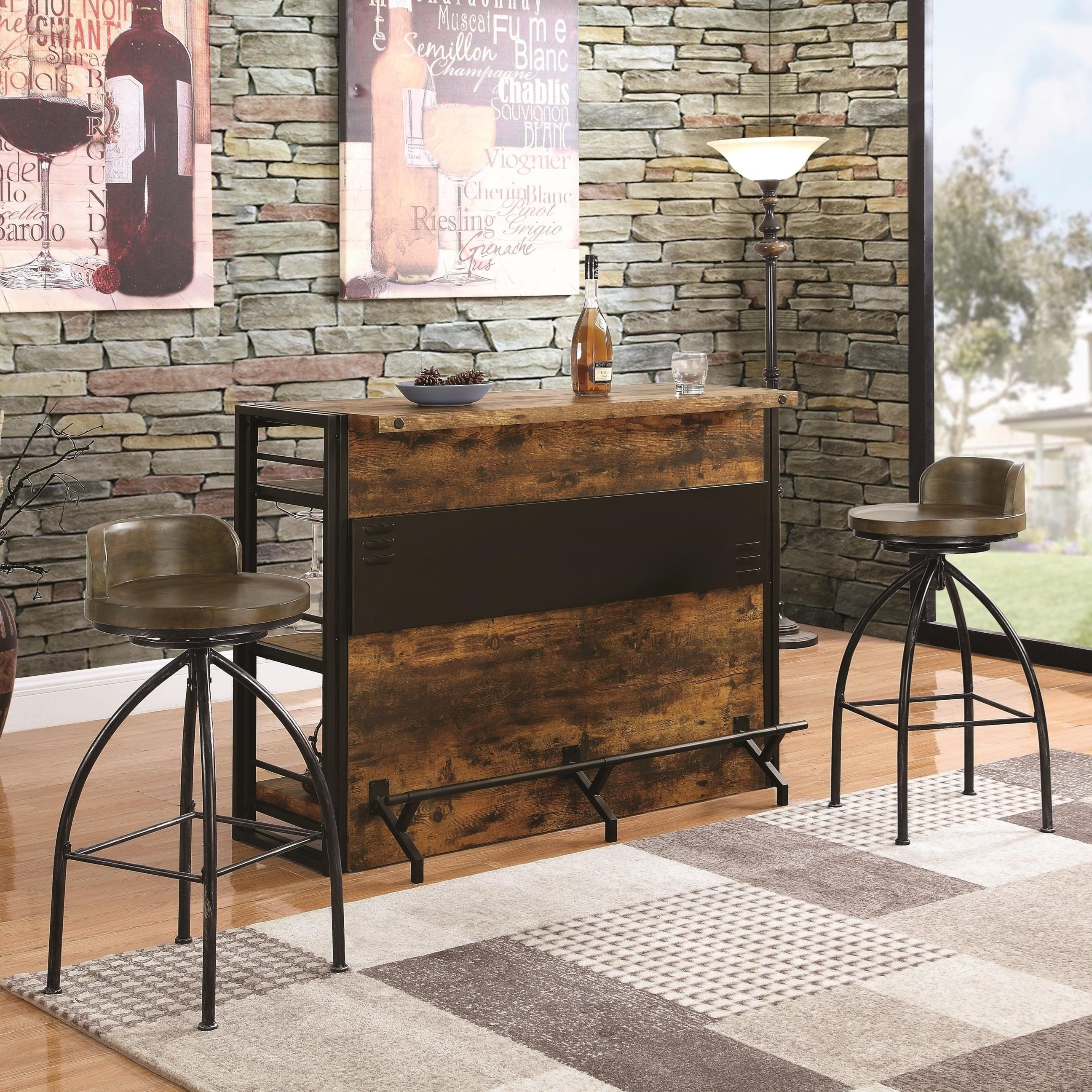 Coaster #130071 Antique Nutmeg Rustic Bar Unit and Stools ... (2592 x 2592 Pixel)