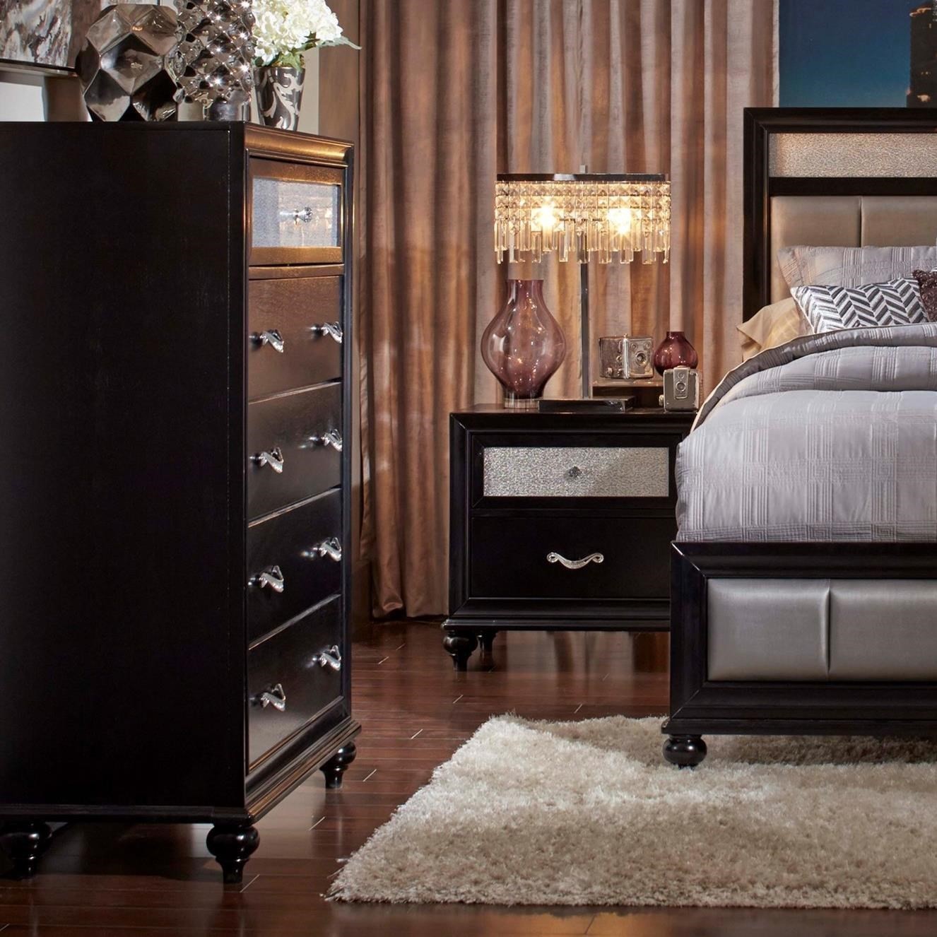 Coaster 200895 Barzini Collection Black Velvet 5 Drawer Chest