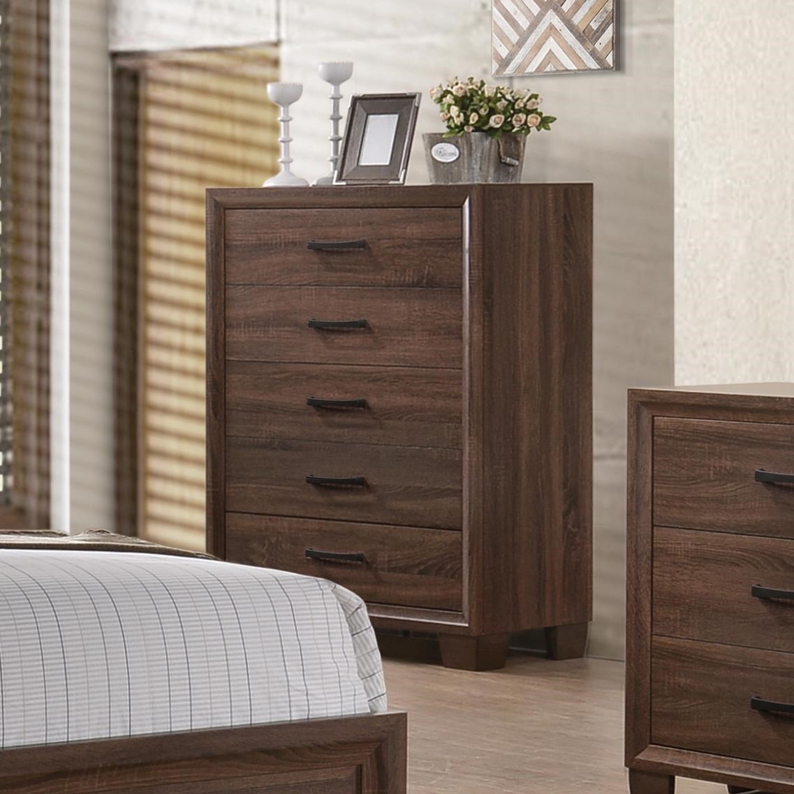 Coaster 205325 Brandon Collection Warm Brown 5 Drawer Chest