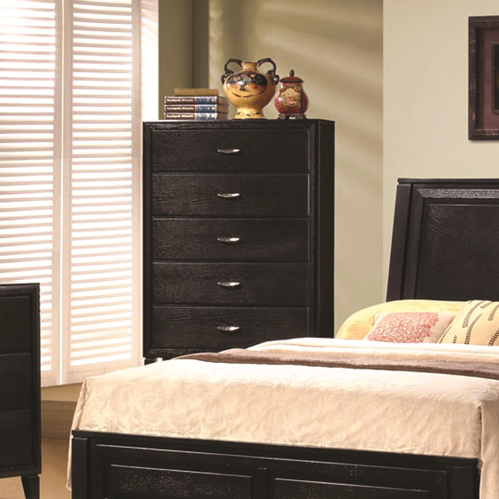 Coaster 201965 Nacey Collection Dark Brown 5 Drawer Chest Curley S Furniture Store Des Moines Iowa