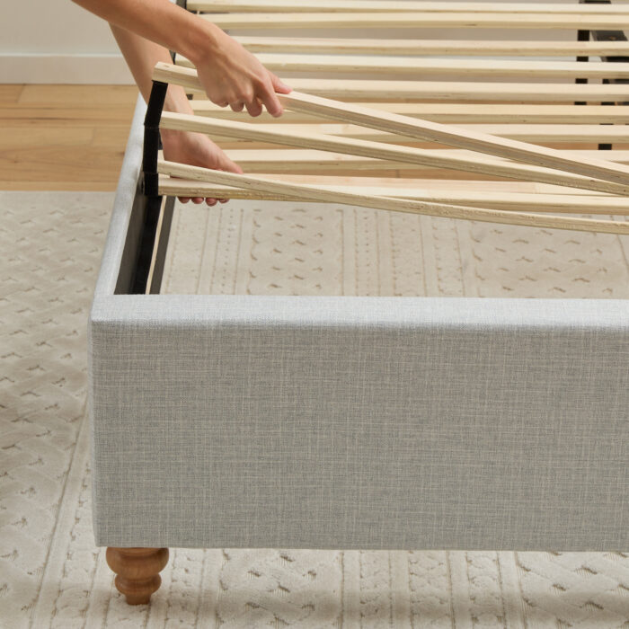 Light Grey Tufted Upholstered Bed - Image 5